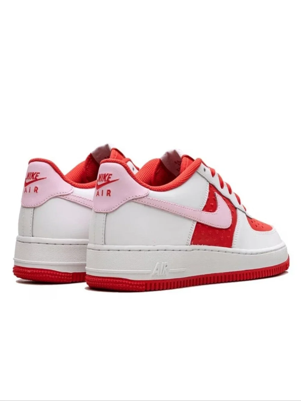 Nike Air Force 1 Low White Red Pink Leather Sneakers Unisex Kids 6.5Y HV5165-121